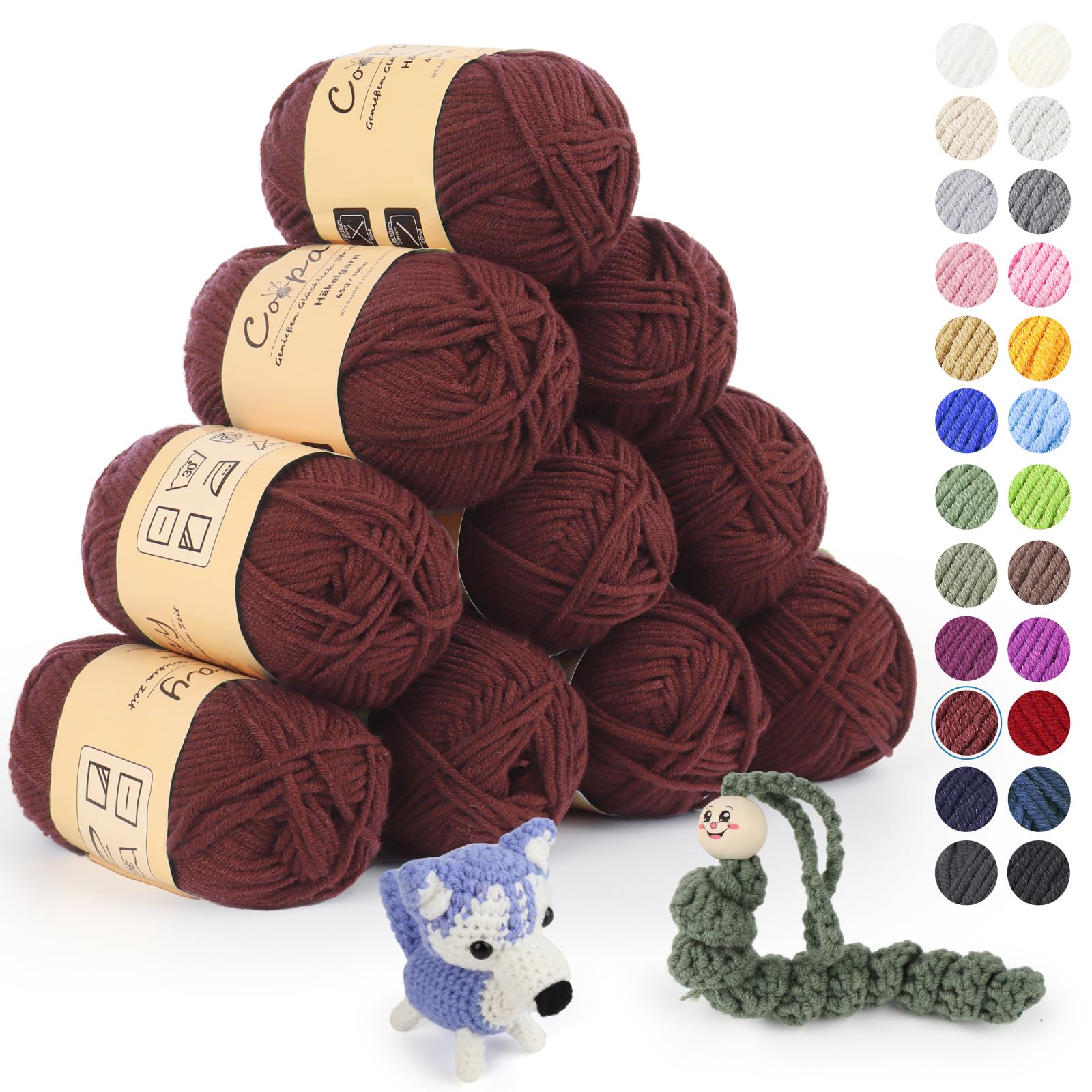 Coopay Wolle zum Häkeln, 450g (10x45g) Weiches Häkelgarn, 5 Faiding Wolle zum Stricken, Babywolle zum Häkeln für Anfänger, Super Weich Häkelgarn Babywolle für Häkel- und Strickprojekt