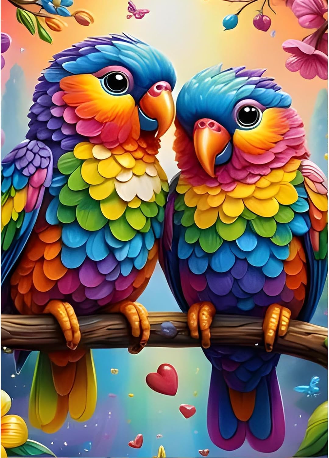 NAHUIGOOD Cross Stitch Kits 11 Count Stamped,Colorful Printed Easy Pattern Needlepoint Kits Embroidery Crafts for Adults Beginners Gift，Colorful Parrot11Ct50X70Cm