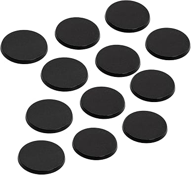 32mm Round Bases Set for Miniatures   Pack of 12 for Tabletop Wargaming | 4mm Height Textured Black Plastic
