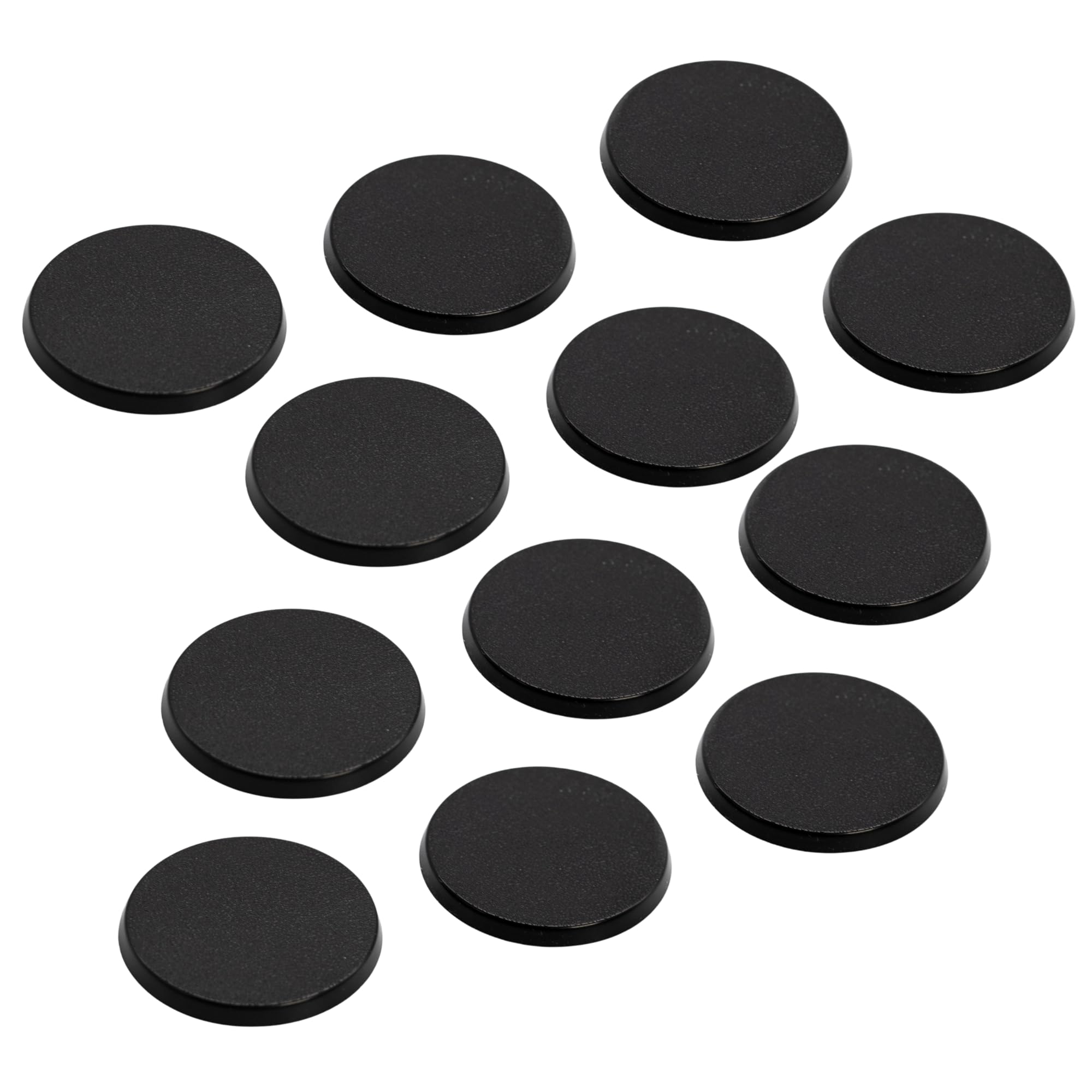 Forged Terrain 32mm Round Bases Set for Miniatures – Pack of 12 for Tabletop Wargaming | 4mm Height Textured Black Plastic