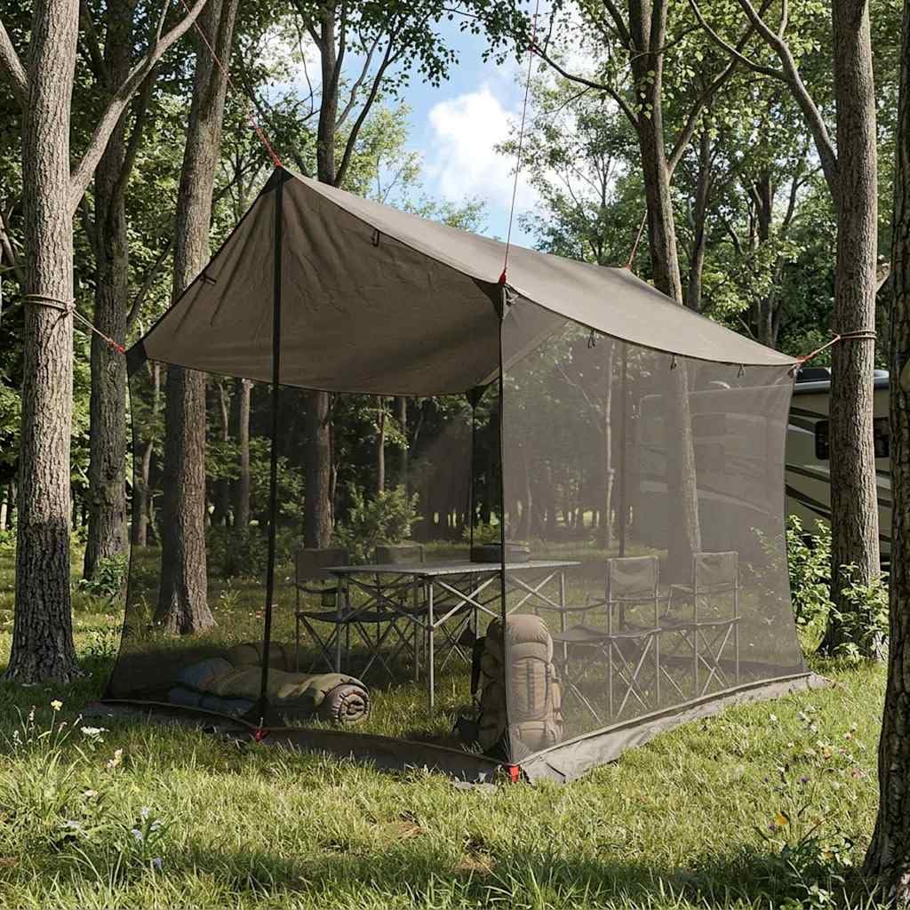Tarp de Camping avec Murs en Maille Gris et Orange, abri léger, Montage Rapide, pour randonnée, Plage, Festival ou activités en Plein air