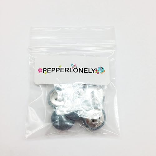 Vista 121 de PEPPERLONELY 10 piezas de tela de 0.394 in cubierta con botones redondos de vástago de metal, azul marino