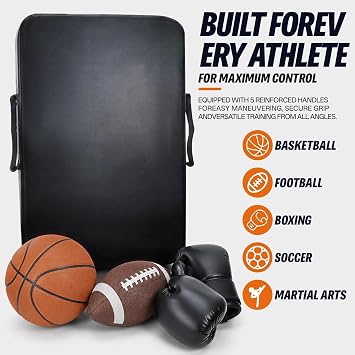 Football Blocking Pad with Handles, 24x16 Basketball Pads for Training | Dense Soft Foam Kick Shield for Basketball, Hockey, Lacrosse. Football Hitting Pad Absorbs Impact, Reinforced Webbing Handles