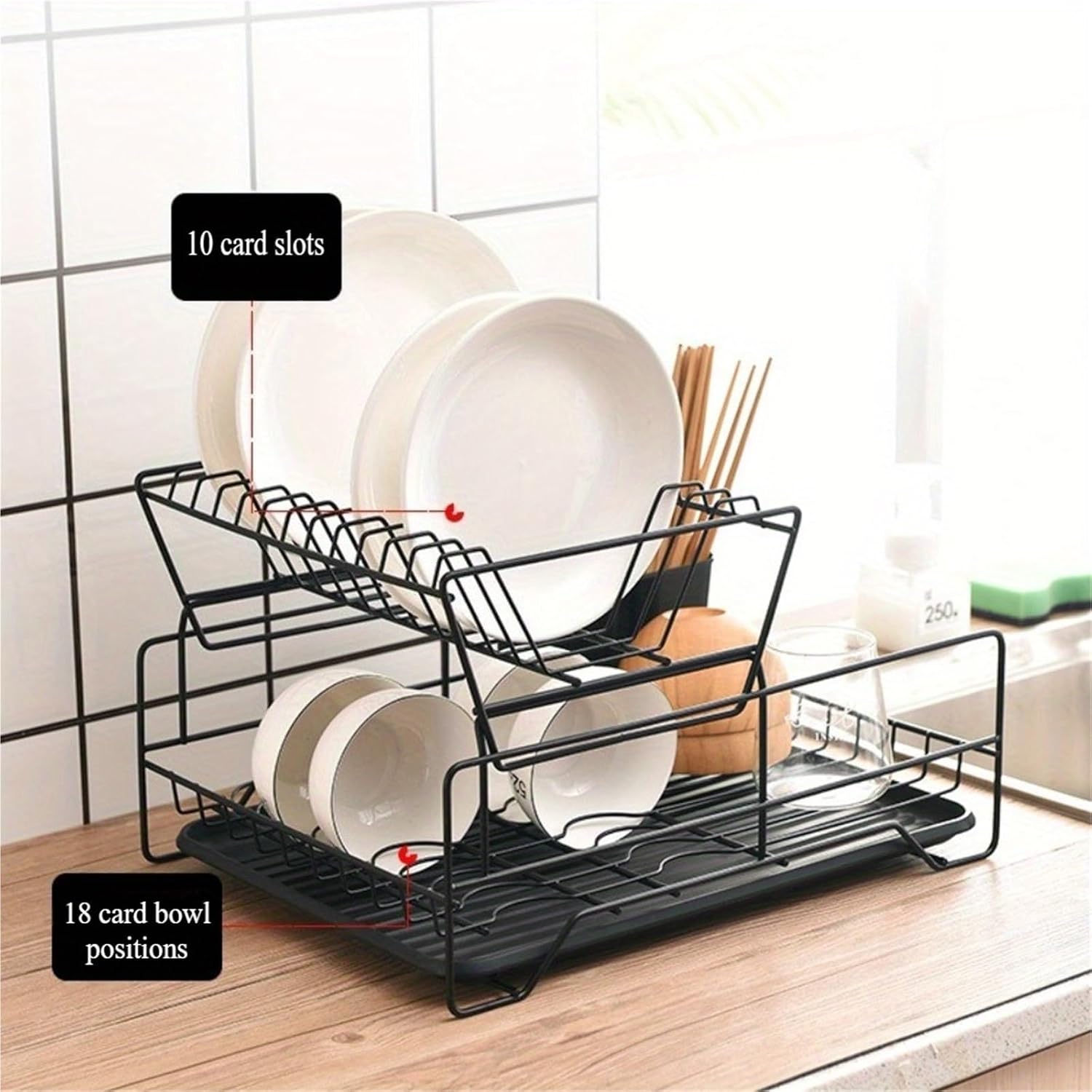 draining bowl and dish rack - double-layer storage rack suitable for various tableware easy to take simple and elegant