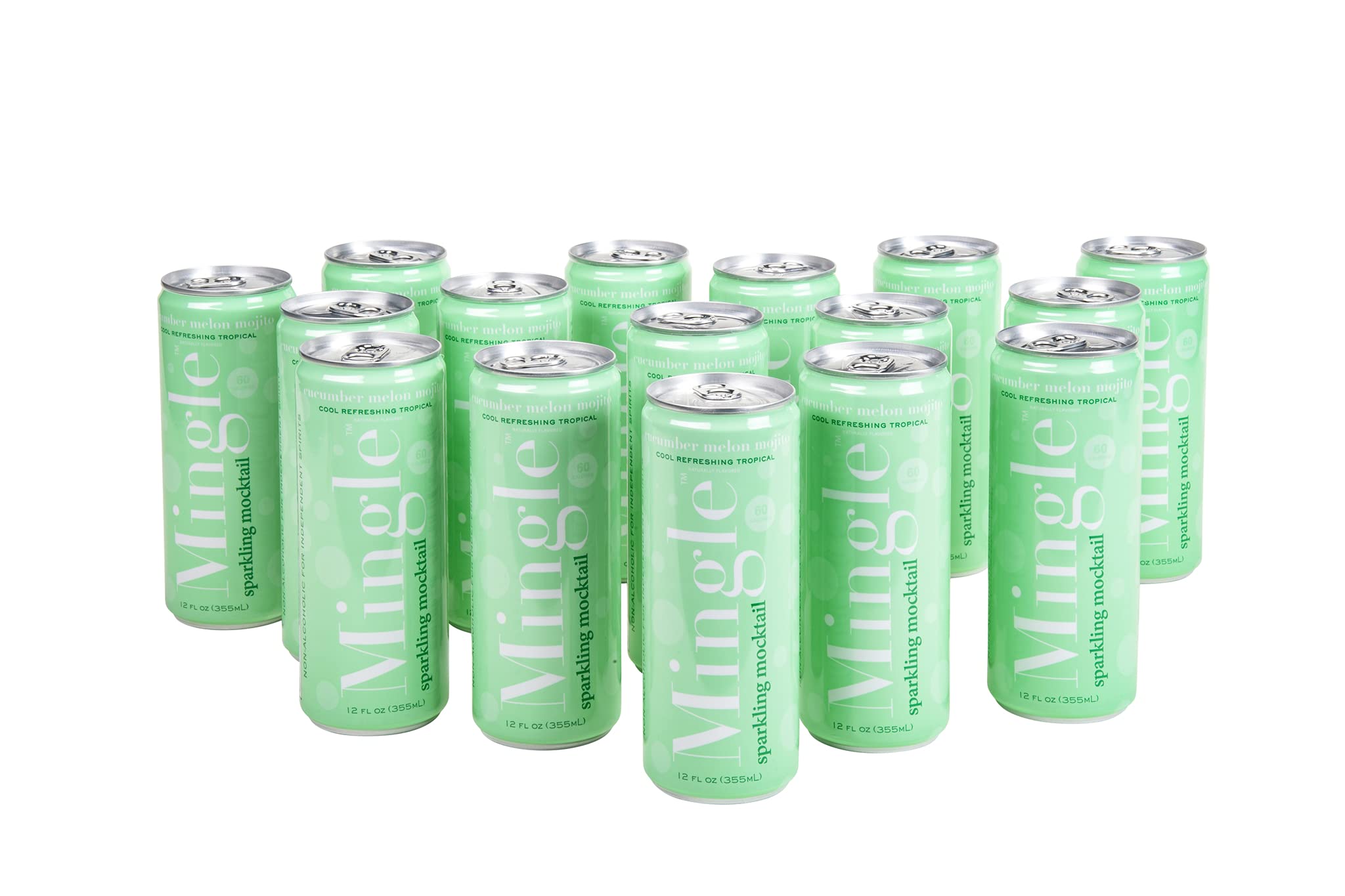 Mingle Mocktails Cucumber Melon Mojito, Premium Non-Alcoholic Drinks, Refreshing Pre-Mixed Drinks, Healthy Alternatives, Canned Mocktails, 12 fl. oz. Cans, Pack of 24