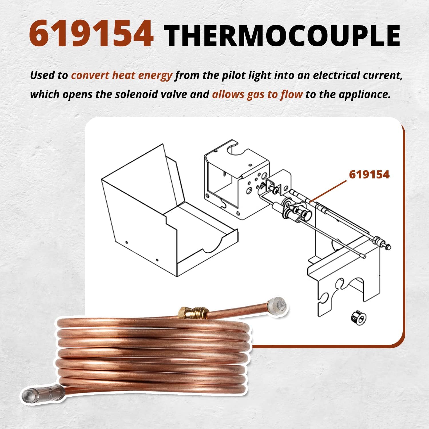 619154 Thermocouple for Norcold N300 N300.3 Series RV Refrigerators, for 2 Way 3 Way