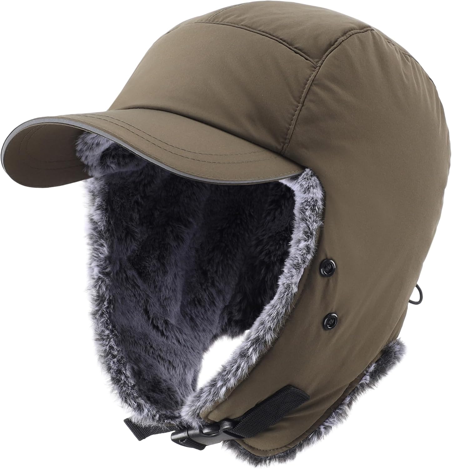 Home Prefer Waterproof Mens Faux Fur Trooper Trapper Hat Hunting Warm Winter Hat with Ear Flaps Visor Face Mask