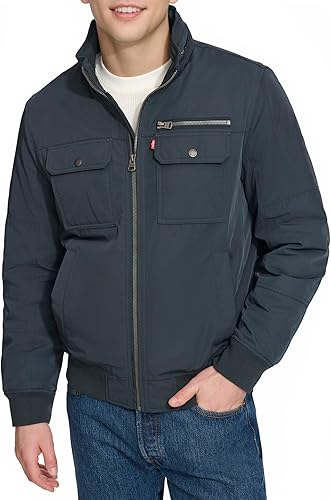 Levi's Men's Stand Collar Utility Bomber, Navy, Medium