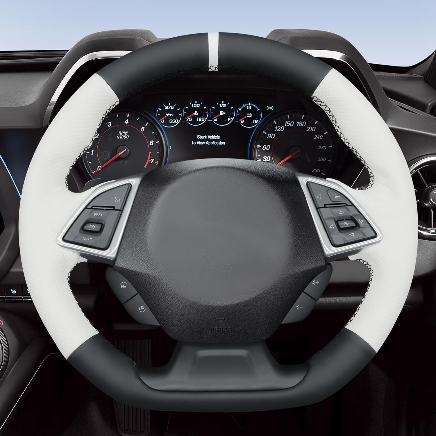 MEWANT Steering Wheel Cover for(Chevy) Camaro 2016-2024 Hand-Stitched Steering Wheel Wrap