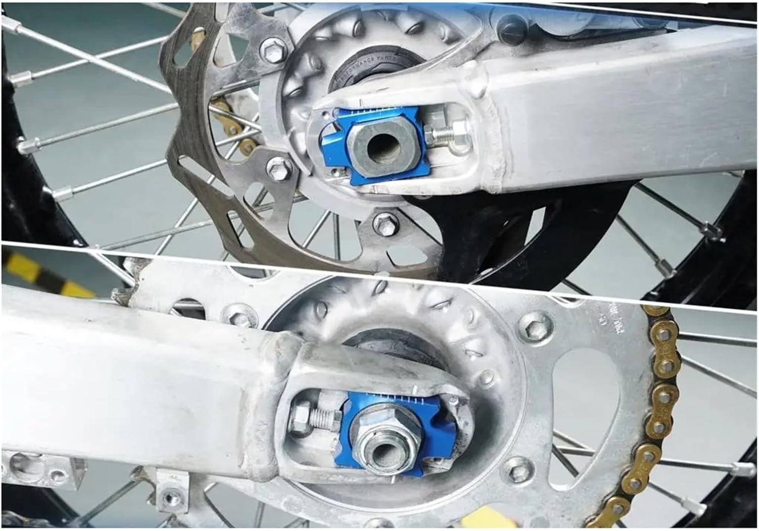 Motorcycle Rear Axle Block Chain Adjuster Compatible With WR250F WR450F YZ125 YZ250 2004-2023 YZ125X YZ250X YZ250FX YZ450FX 2017-2023