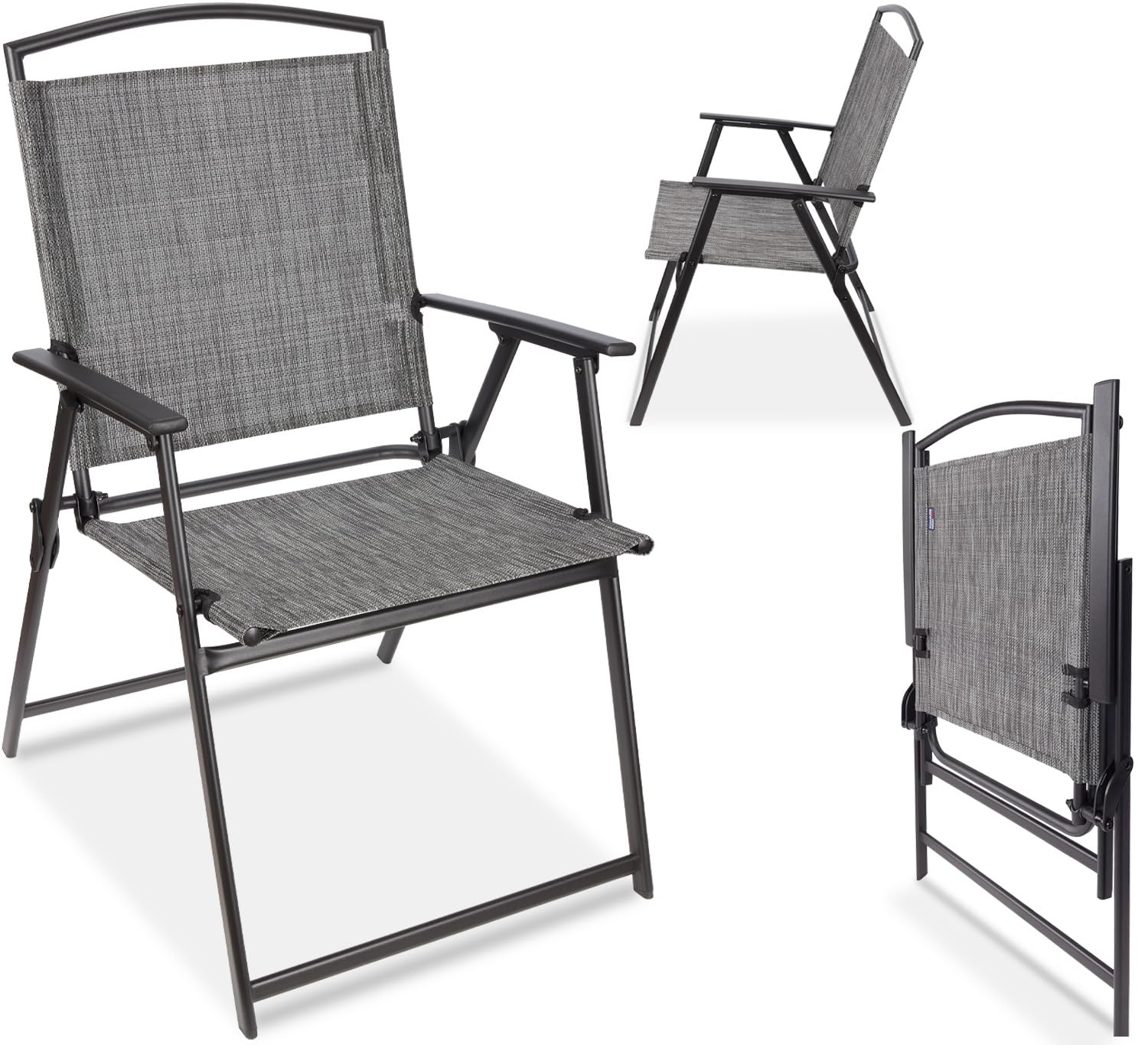 BRUBAKER Bergamo Garden Chair – Waterproof and Space Saving Camping Chair – Folding Chair for Balcony – Folding Chair for Camping, Garden, Terrace and Balcony – Mottled Grey