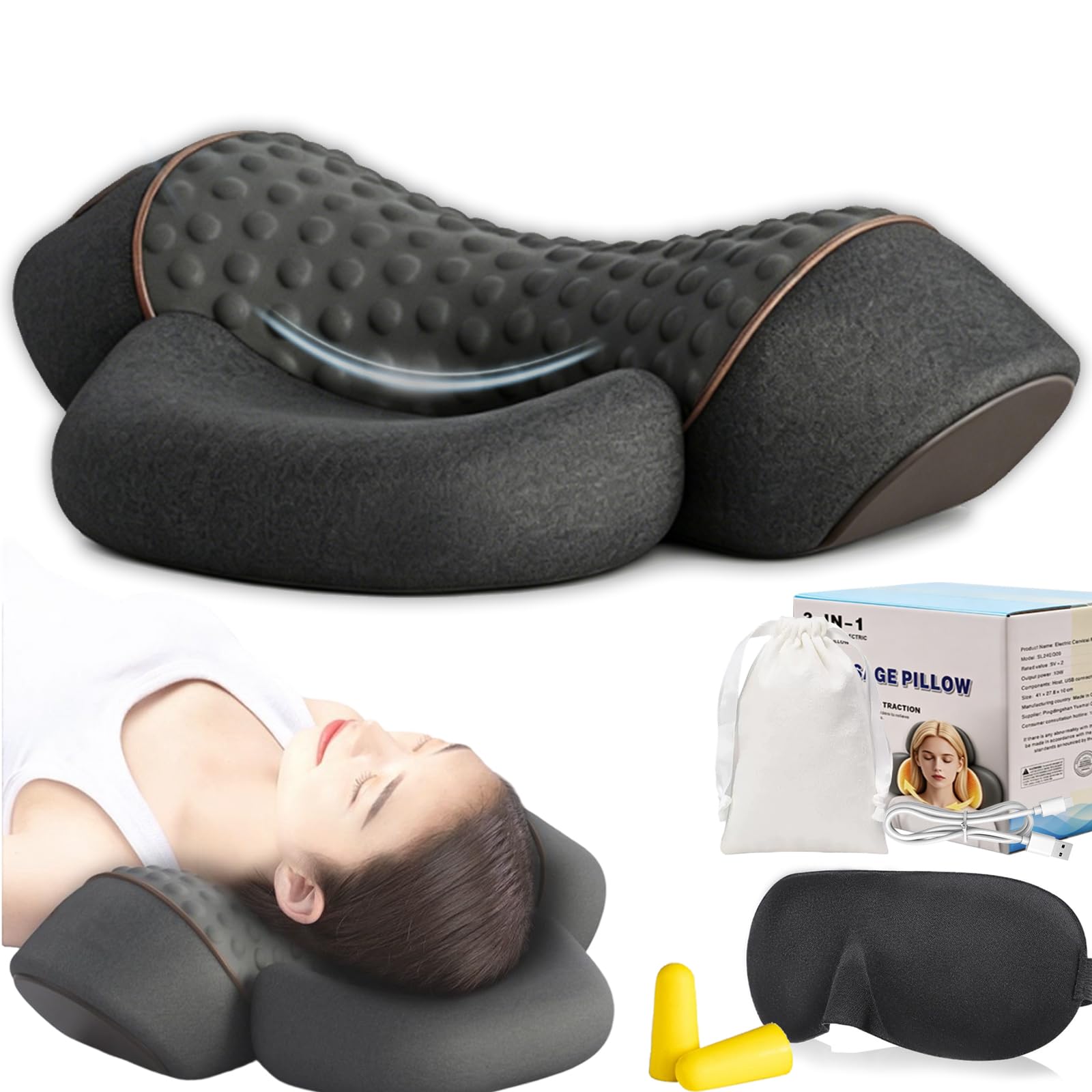 Spinea Cervicalm, Masseur Cervical 3 En 1 Avec Chauffage, Vibration, Traction - Intensité RéGlable Portable, Soulager Les Douleurs Des Tissus Profonds Pour Maison Et Bureau (#2,Trois modes)
