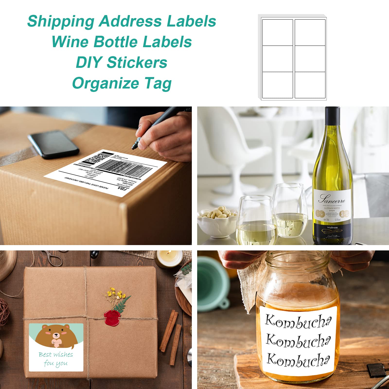 MFLABEL Etichette per spedizioni Logistica di Amazon da 8,46 x 10,2 cm, 500 fogli (3000 etichette!) | Adesivo industriale per cartone/vetro | Certificato laser/inkjet + 48 adesivi fragili in omaggio