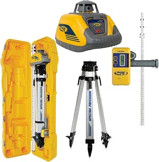 Spectra Precision LL100N-3 Laser Kit with HR320 Receiver, Grade Rod (Metric), Tripod & C59 Clamp — 1,150 ft Coverage, ±⅛″ Accuracy, Rugged Design - Entry Level - System Case