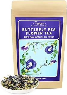 TeeLux Butterfly Pea Flower Tea, Non-GMO, Natural, Premium Dried Butterfly Pea Flower for Blue & Purple Drinks and Food Coloring, 3.5 Oz