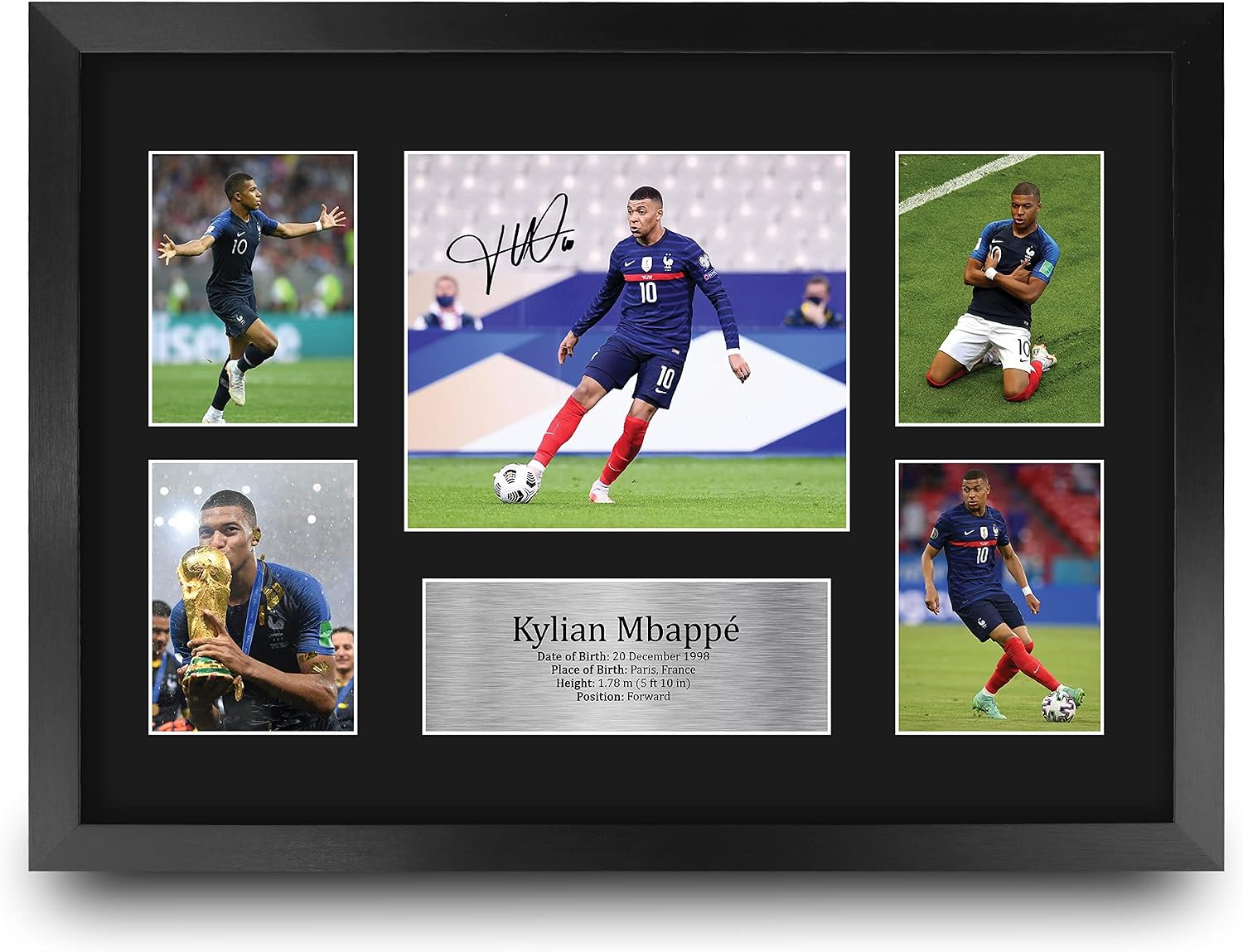 HWC Trading Kylian Mbappe France 16 x 12 inch (A3) Printed Gifts Signed Autograph Picture for Football Fans and Supporters - 16" x 12" Framed