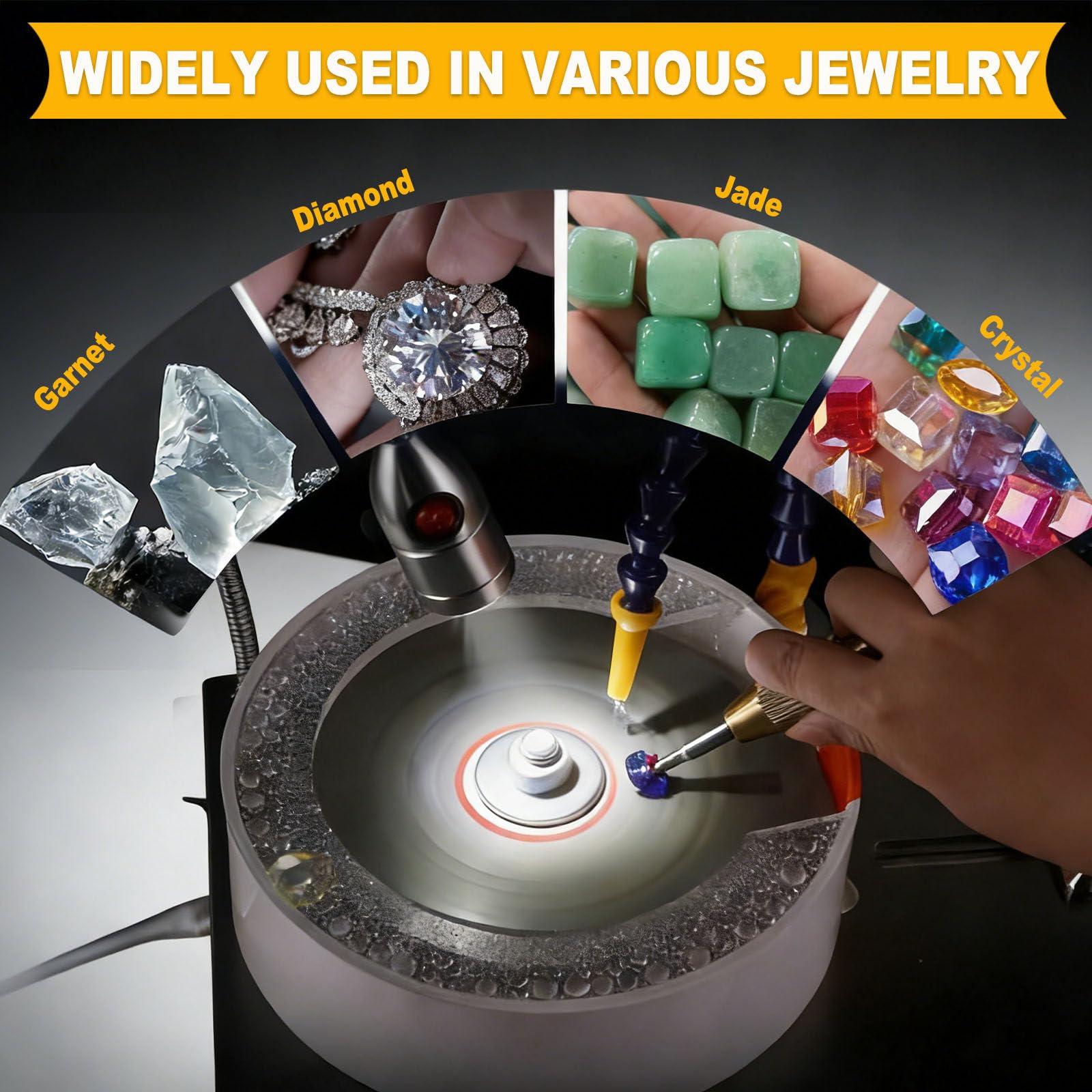Máquina para facetar gemas: herramienta de pulido y molienda de Jade de 180 W con ángulo y altura ajustables para procesamiento y Corte de bricolaje.