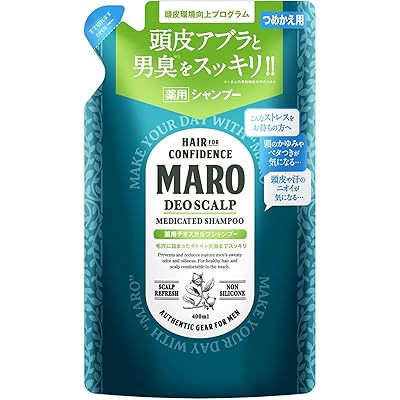 【医薬部外品】 MARO(マーロ) デオ スカルプ シャンプー メンズ 薬用 ノンシリコン 超濃密泡 400ml 詰め替え