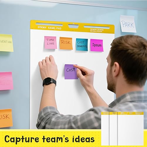 Miniatura 7 de ReliThick Paquete de 2 almohadillas adhesivas de caballete, 25 x 30 pulgadas, color blanco, 20 hojasbloc, papel de gráfico giratorio para