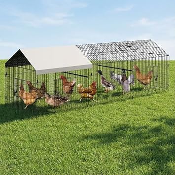 130 l x 40 w x 40 h Chicken Runs for Yard with Waterproof & Anti-UV Cover, Outdoor Metal Chicken Coop for Duck, Rabbit,Hen, Hen House for Backyard, Farm