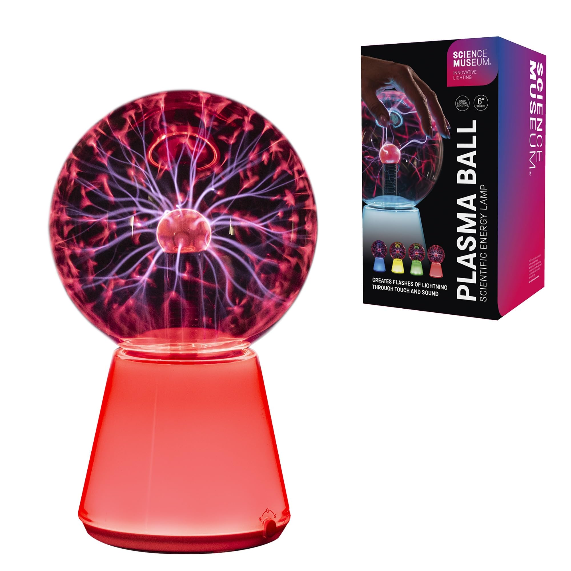 Funtime Gifts Science Museum 6-Inch Plasma Ball – Touch & Sound Reactive, Interactive Lightning Effect, Static Electricity Globe, Fun Science Cool Gadget & Room Décor, NO Bulb, NOT a Light Source