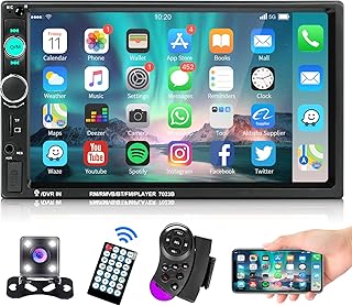 podofo Double Din Car Stereo 7 Inch Touch Screen Car Radio Bluetooth with FM Radio Car Audio Support Mirror Link/Remote Control/Steering Wheel Control/Aux-in with Backup Camera USB and TF Card Port