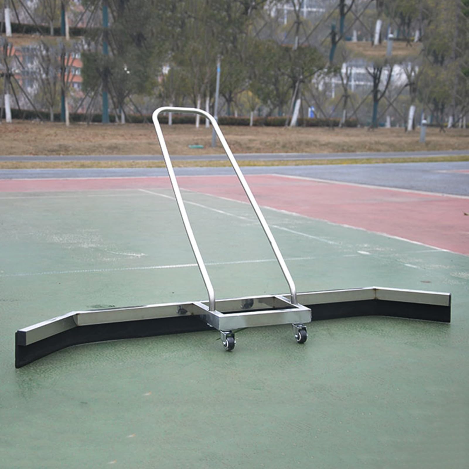 Escobilla de goma resistente para eliminar el agua en superficies deportivas, marco de acero inoxidable con cuchillas de espuma EVA, herramienta de limpieza eficiente para canchas y parques infantiles