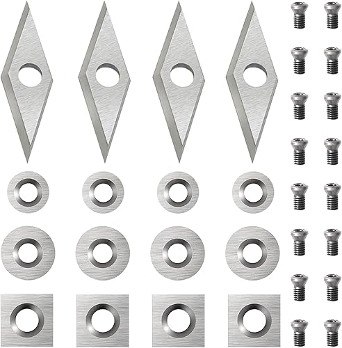 Miniatura 8 de Diraeen Juego de 27 piezas de herramientas de torno de carburo, cortador de tungsteno para herramientas de torneado de madera, incluye cuadrado de