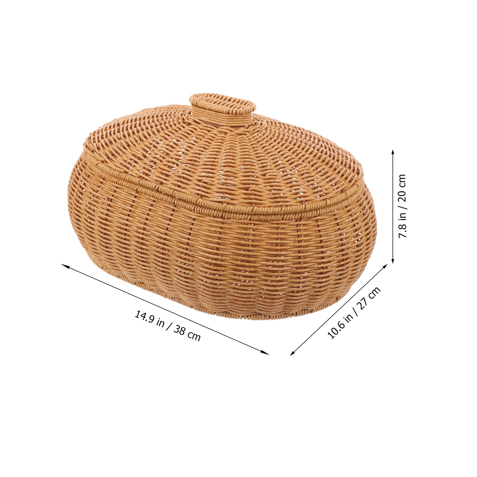 SHINEOFI Cesta Tejida con Tapa para Almacenar Frutas, Verduras y Pan, Cesta Pequeña de Plástico con Superficie Lisa para Cocina y Sala