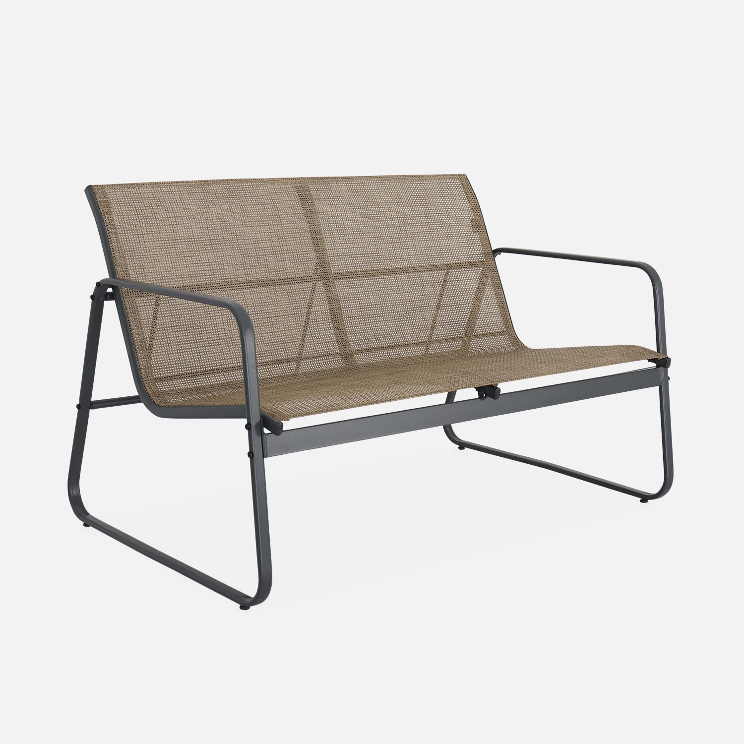 Alice's Garden - Gartenlounge aus Metall und Textilene für 4 Personen, Anthrazit und Natur, modern