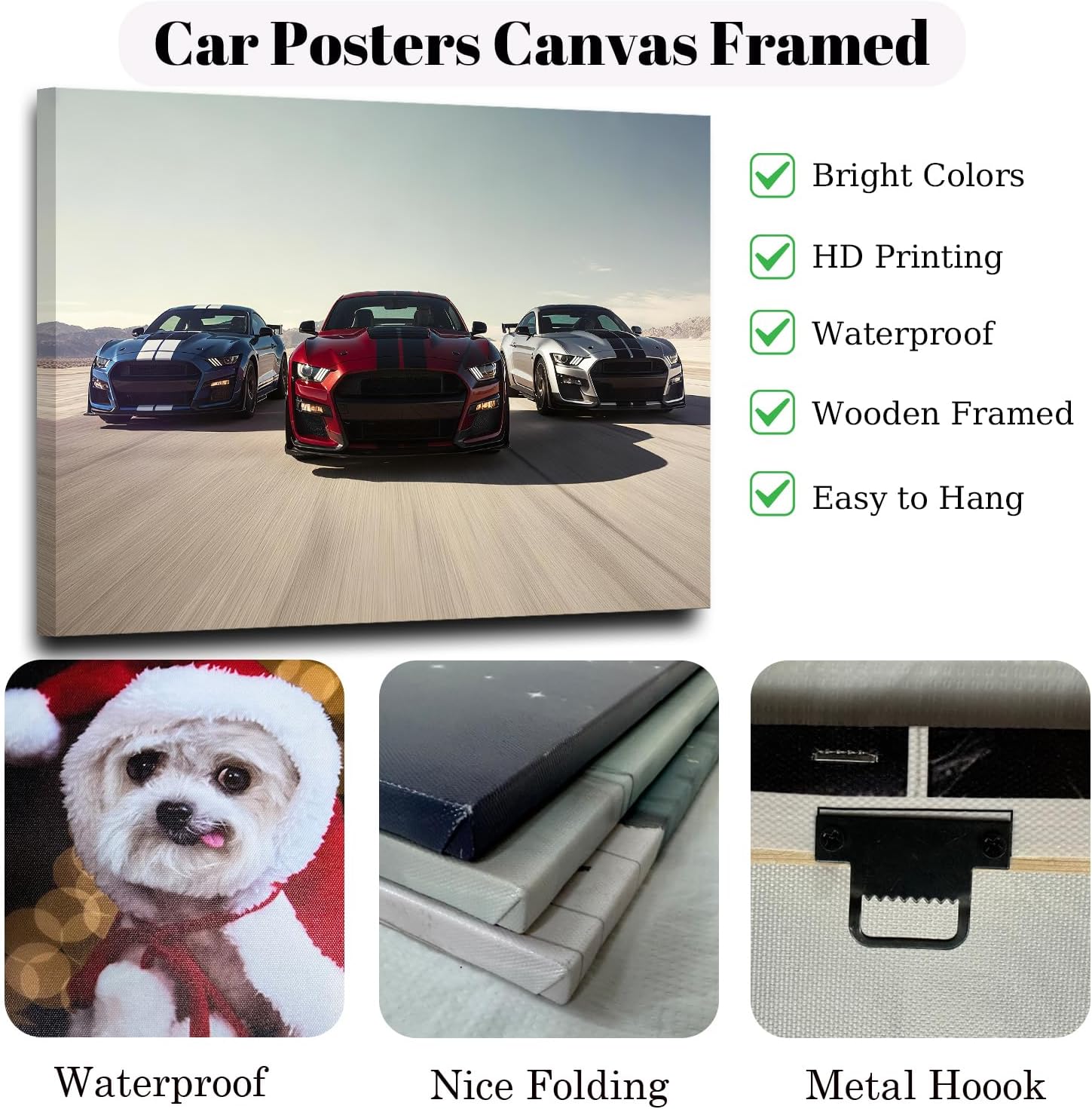 ZHIYYHAO Muscle Cars Canvas Painting Framed Modern Artwork for Bedroom Bathroom Livingroom Office Spa Yoga Room （car-19，18.00L X12.00W''）