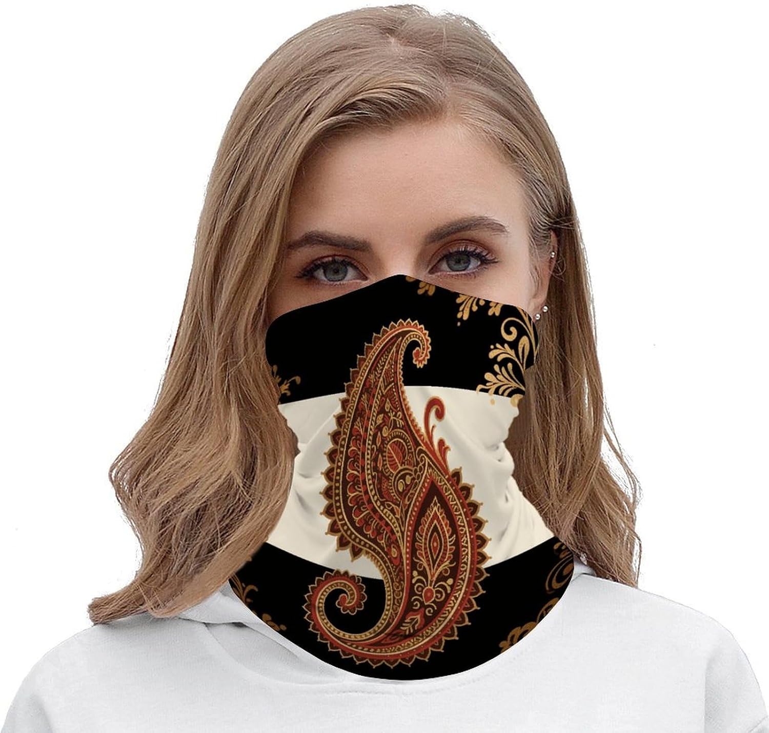 Bohemian Printed Neck Gaiter for Men Women Cooling Wrap Headwear Winter Head Wrap Scarf Beautiful Headband Personality Balaclava Sport Magic Scarf Windproof Hair Bandana