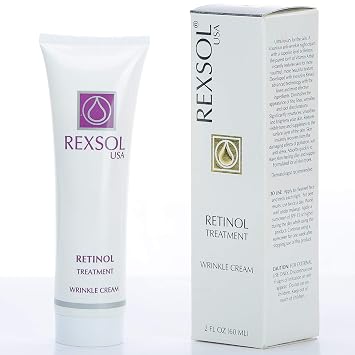 REXSOL Retinol Treatment Wrinkle Cream | Best Moisturizer for face, Anti aging eye cream, Acne treatment & Acne scar treatment | with Vitamin E | Best wrinkle cream for women & ago spot remover, 2 OZ