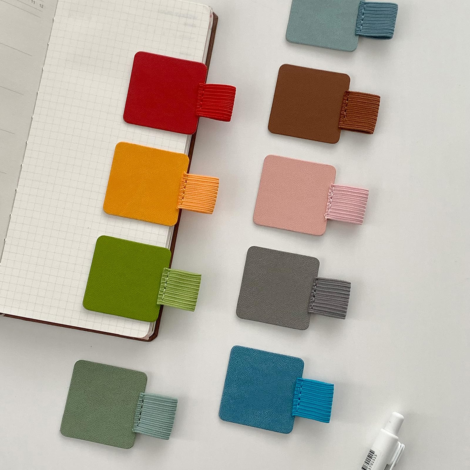 20 portapenne ad anello adesivo elastico per matite in pelle PU per quaderni, tablet, calendari, riviste, organizer da scrivania per penna