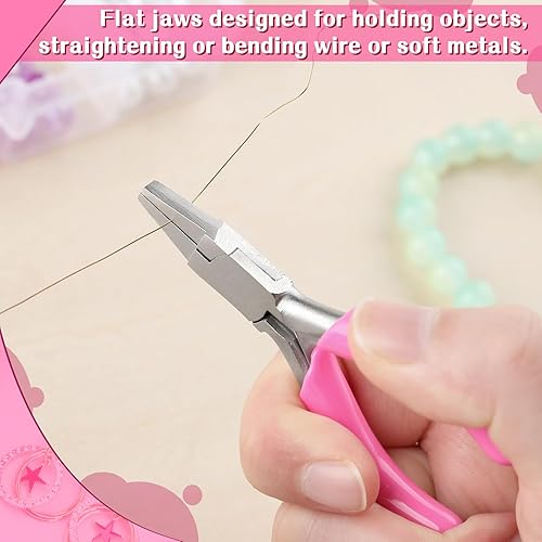 Miniatura 45 de SPEEDWOX Mini alicates de punta larga de 3 pulgadas con mango de PVC rosa para fabricación de joyas, envoltura de alambre, cuentas, manualidades
