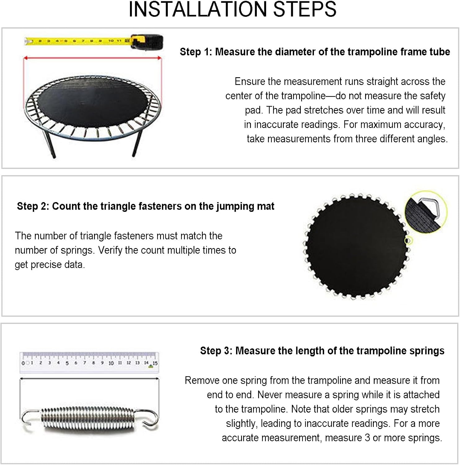 Replacement Trampoline Jumping Mat | Fits 6/8/10/12/13 ft Round Trampoline Frame | 8 Rows of Stitching | UV & Weather Resistant, Heavy-Duty Durable