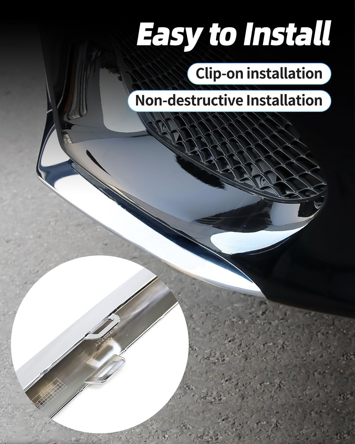 Front Bumper Chrome Trim Molding Compatible with Mercedes Benz E-Class Sedan 2014-2016 W212 E250 E350 E400 E500 E550 (Driver's Side/Left Side: A2128852774)