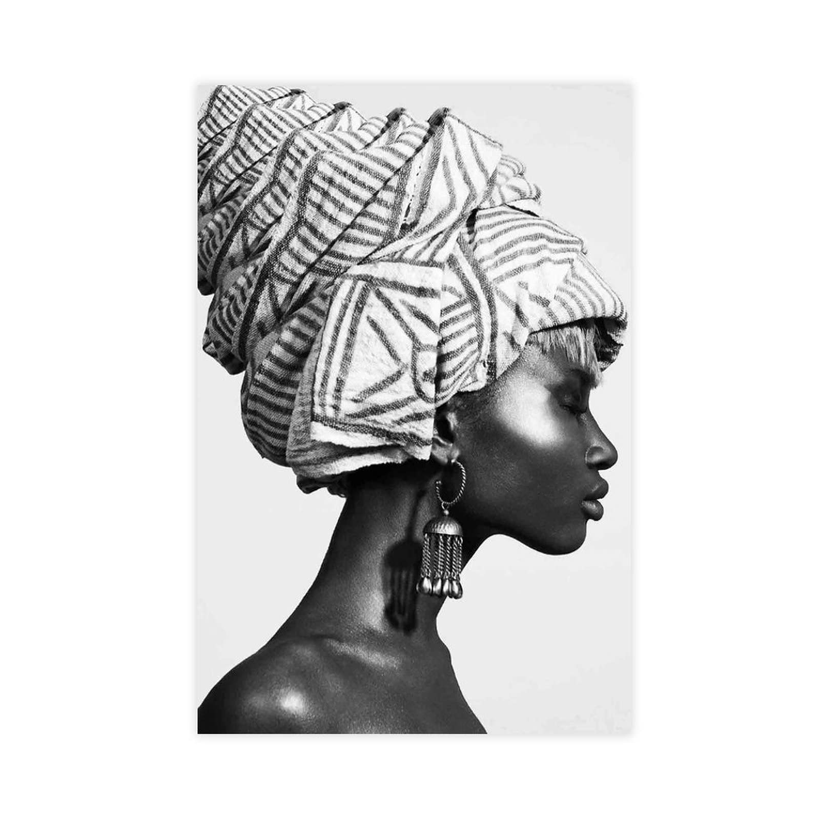 Lèvres D'or Toile Peinture Noir Femme Africaine Visage Affiches Et Impressions Mur Art Photos Pour Salon Décoration Murale 50x85 Cm Sans Cadre