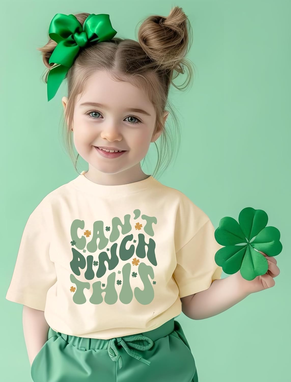 Toddler Baby Can't Pinch This T-Shirts St Patrick's Day Clover Graphic Shirts Cute Summer Short Sleeve Clothes - Image 2