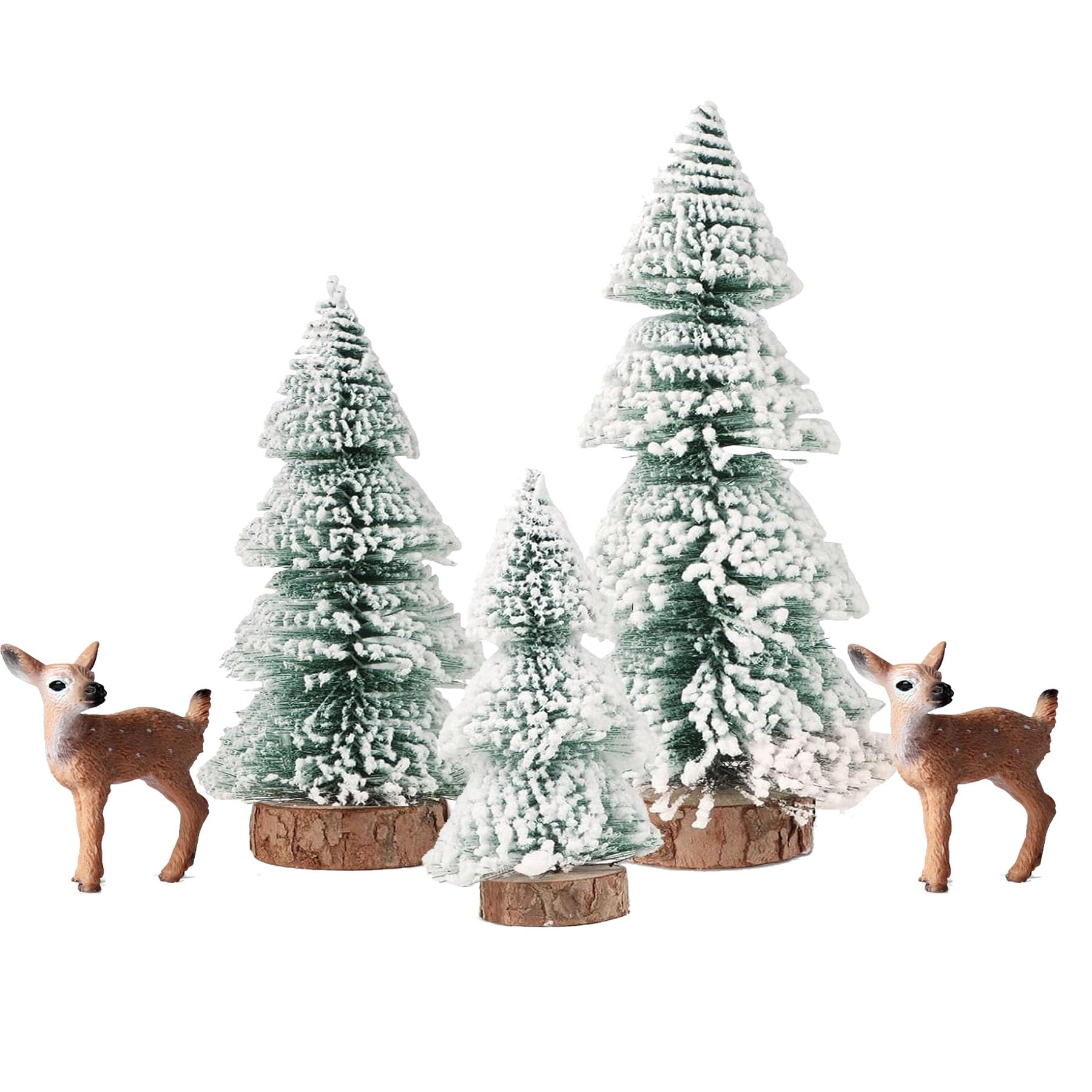 5 Pcs Mini Adornos Navidad Arbol de Navidad 15cm 20cm 25cm Mini Figuritas de Navidad Reno de Navidad en Miniatura Decoración Mesa Chimenea Estante
