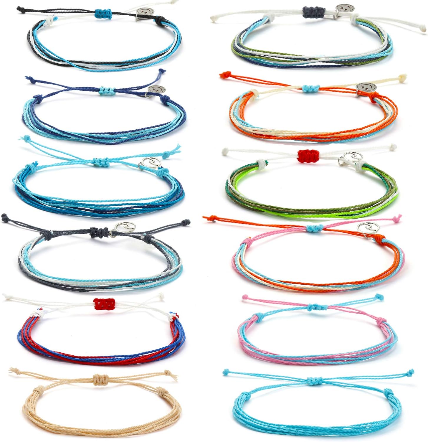 Starain Surf String Wave Bracelets for Women Boho Handmade Waterproof Adjustable Braided Beach Surfer Bracelets Set