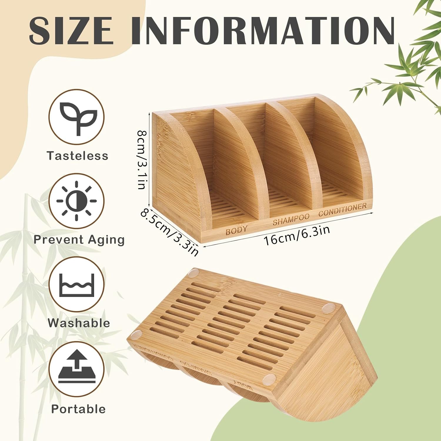 Shampoo Bar Holder Multi Bar Soap Dish, Bamboo, 6.3 x 3.3 x 3.1 Inch