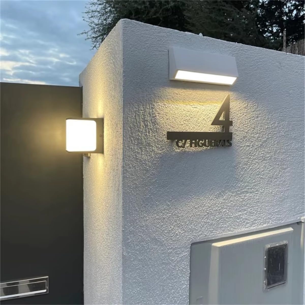 Letrero de metal moderno con el número de la casa, letrero de dirección de casa personalizado con nombre de calle (1)