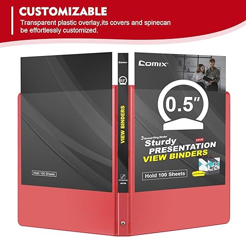 Vista 59 de COMIX Carpeta de 3 anillos de 1 pulgada con cubierta transparente, carpeta de vista de 1 pulgada con capacidad para 200 hojas de papel tamaño carta