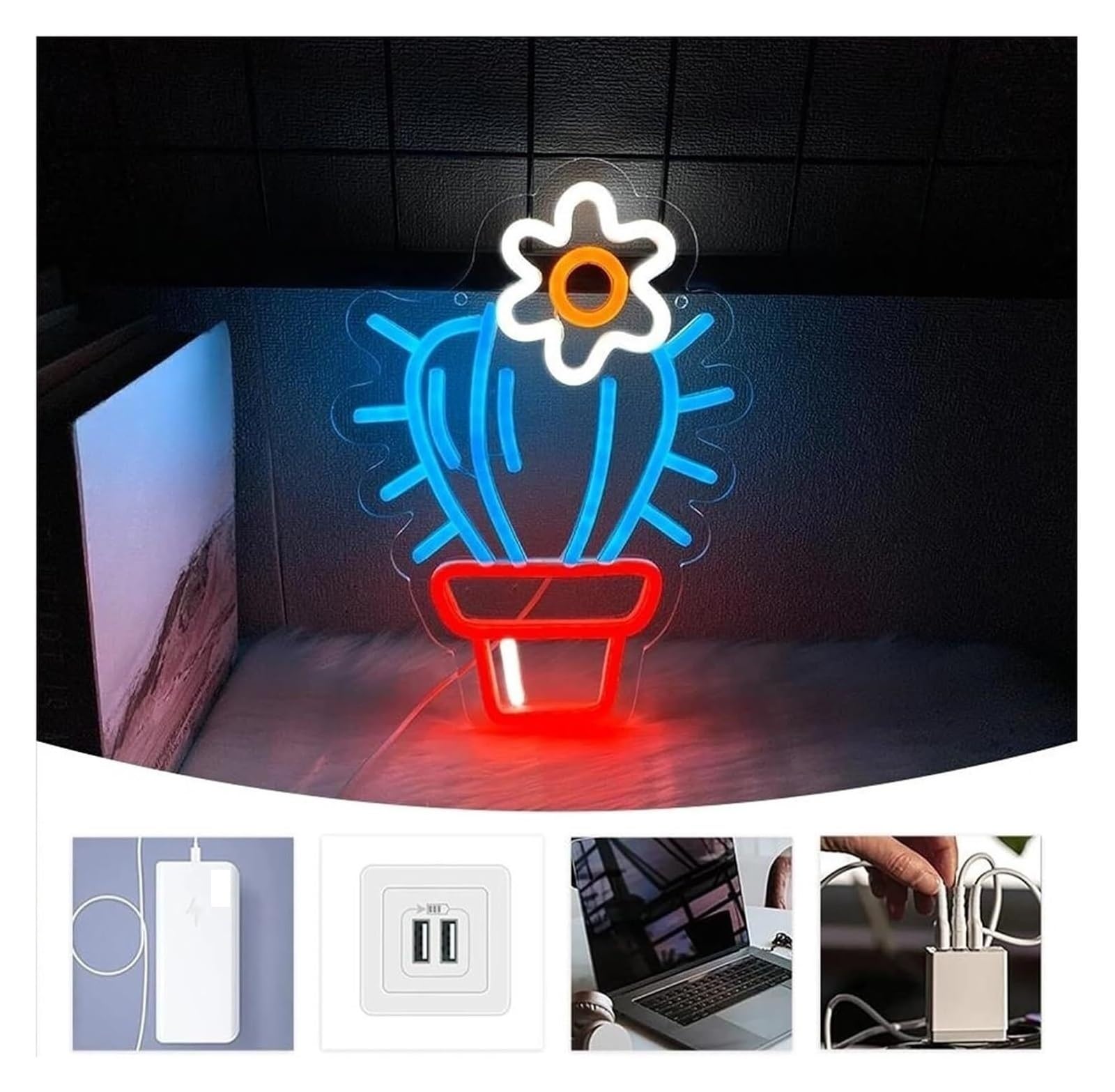 Generico Lampada per insegna al neon a LED con luce dimmerabile per negozio di fiori per stanza delle piante, 22 cm x 31
