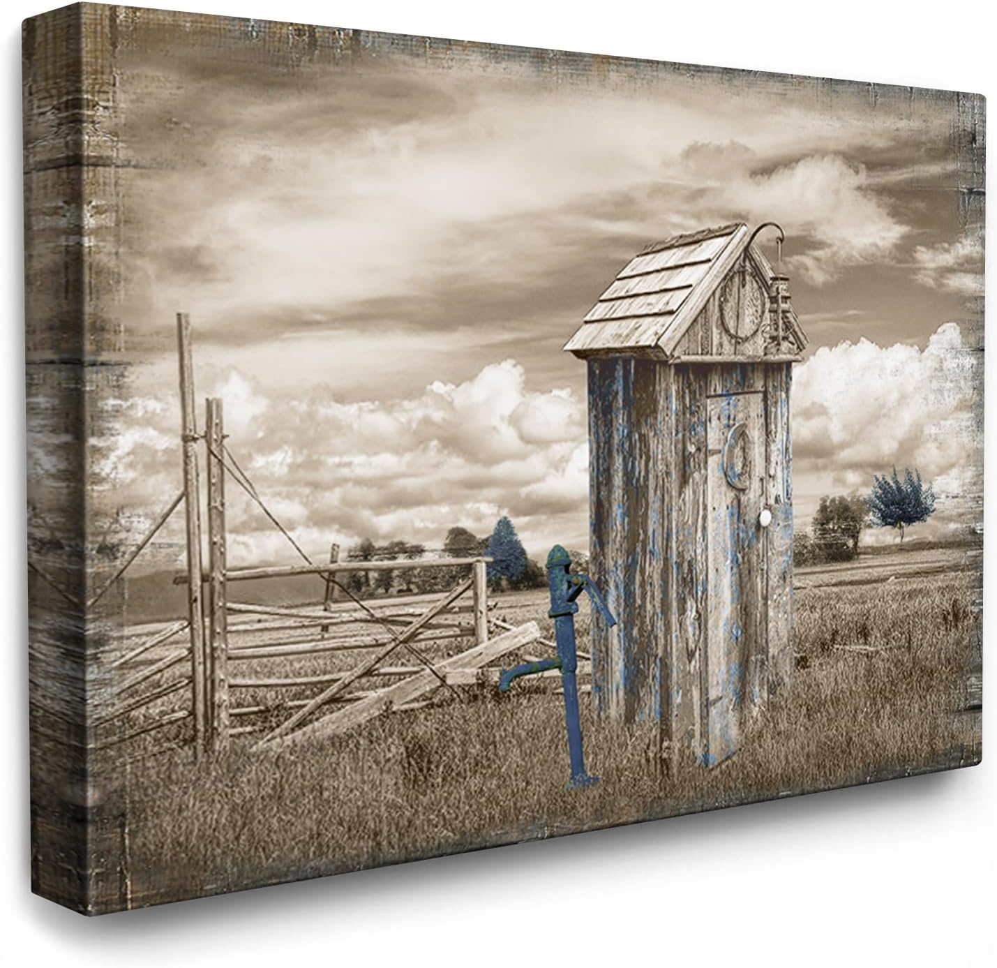 Luslya Rustic Outhouse in Countryside Wall Art Farmhouse