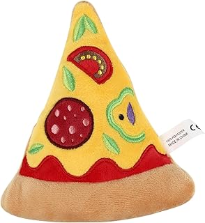 Ipetboom Dog Squeaky Toys Pizza Shaped Dog Toy, Puppy Biting Plush Chewing Toy for Puppy