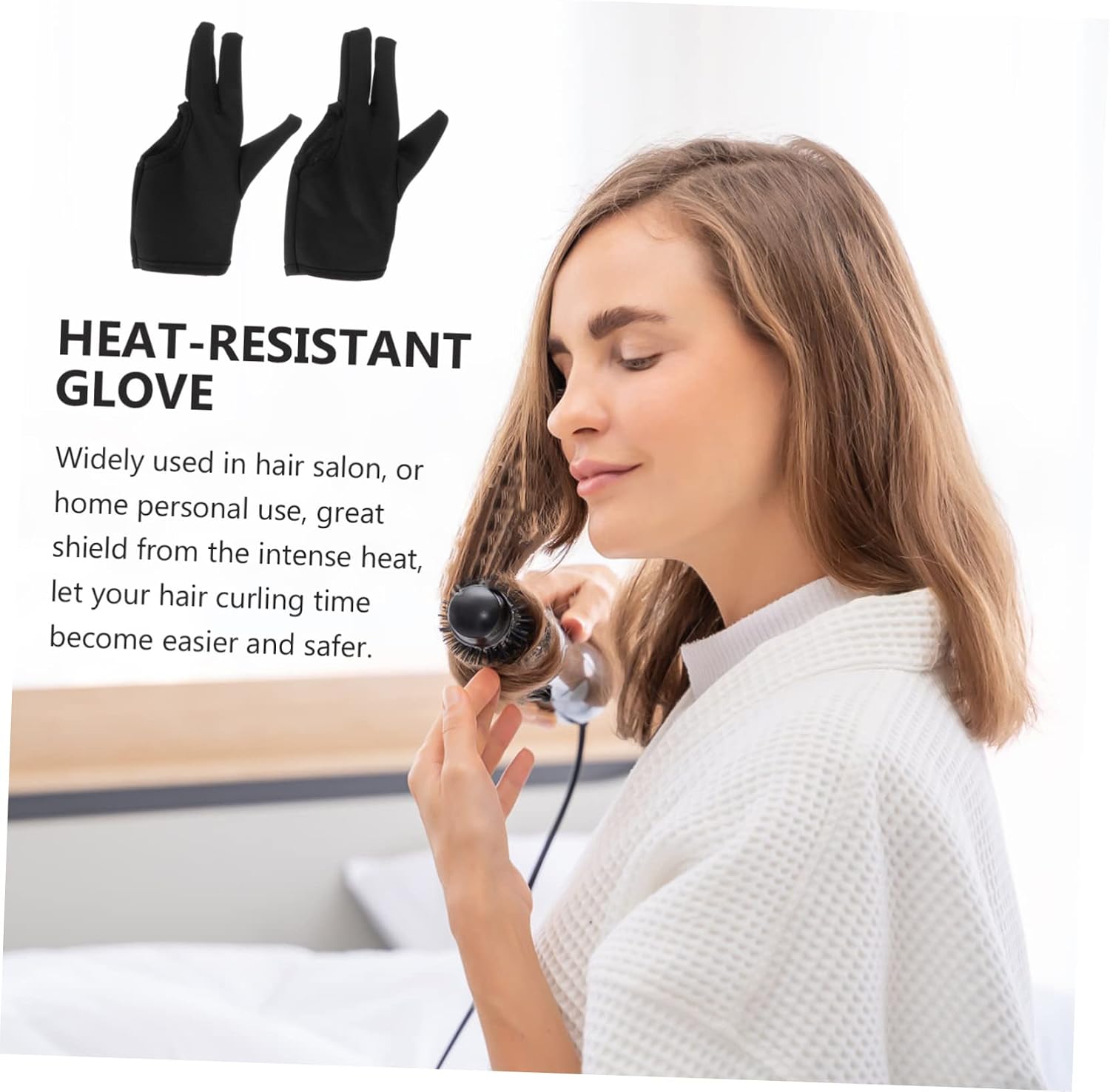 2Pcs Heat Resistant Hair Styling Gloves Finger Protector Mitts for Curling and Straightening Sturdy and Flexible for Hairdressers and Home Use
