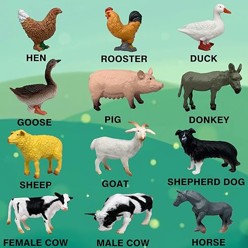 Miniatura 2 de Higherbros Juego de figuras de animales de granja, juguetes de animales de campo, decoración de jardín para niños, 10 piezas, figuras de animales