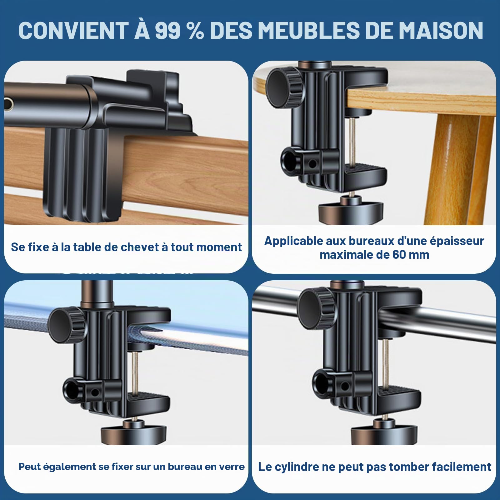 Support de tablette pour iPad, téléphone portable, tablette avec base en métal rotative à 360°, pour tous les appareils de 4,7 à 13 pouces
